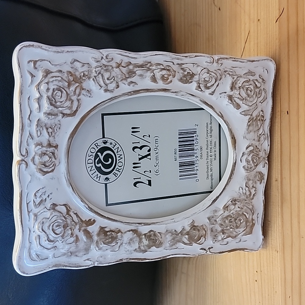 Gold and White Rose Picture Frame